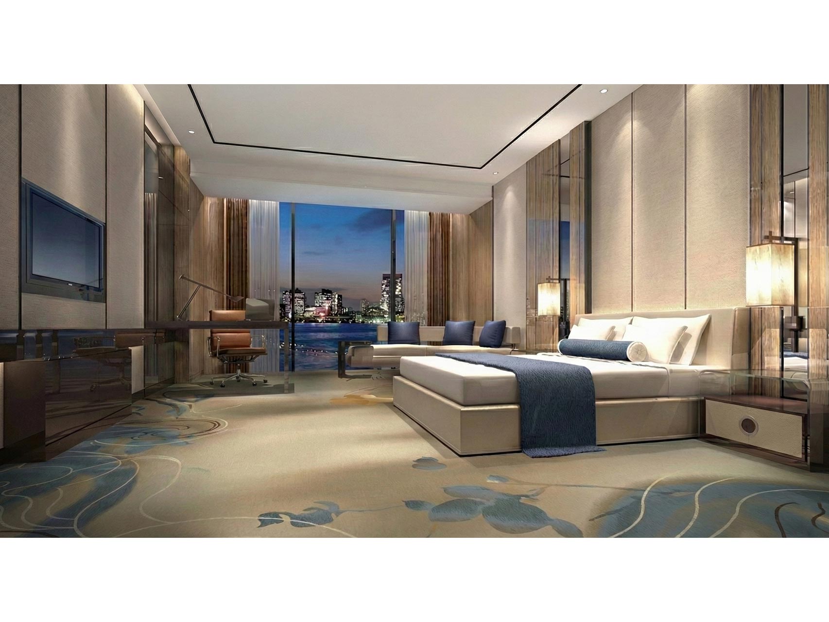 Customized hotel room writing desk vanity and media console unit