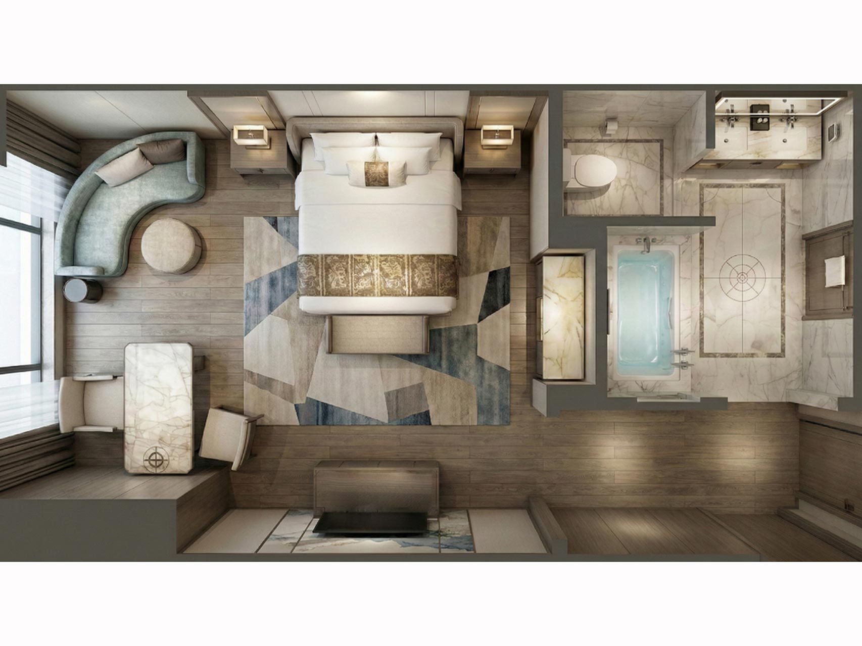 Commercial grade integrated hotel wardrobe and heavy duty luggage rack